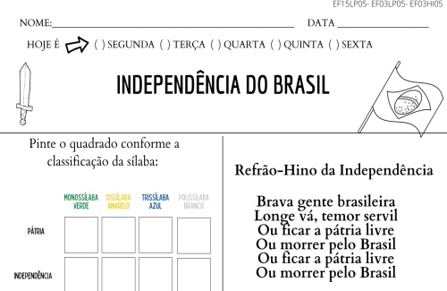 atividade de independência do Brasil 